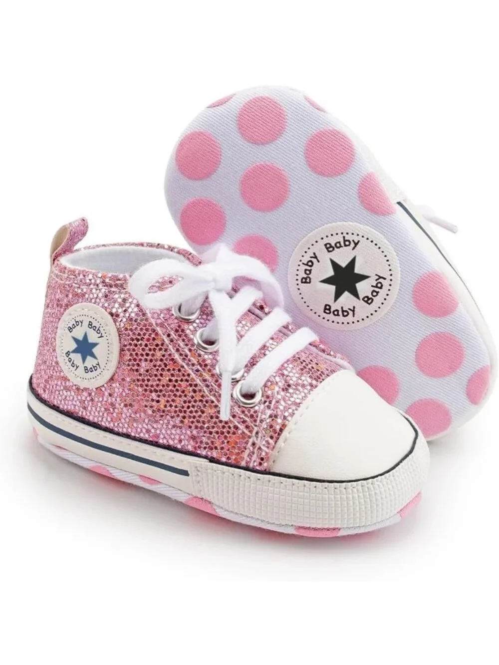 Unisex Baby High-Top Canvas Sneakers, Anti-Slip Soft Sole for First Walkers